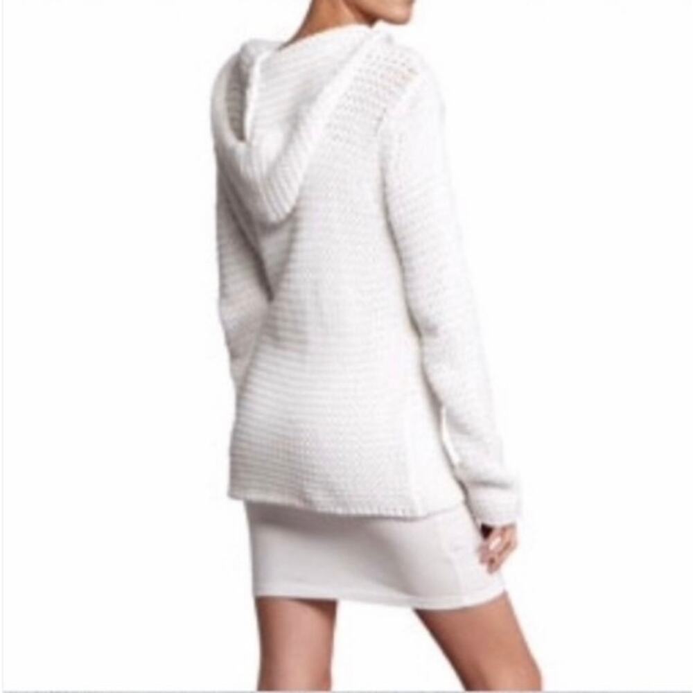 T ALEXANDER WANG Women’s White Hooded Popover Open Knit Sweater XS - Picture 2 of 6